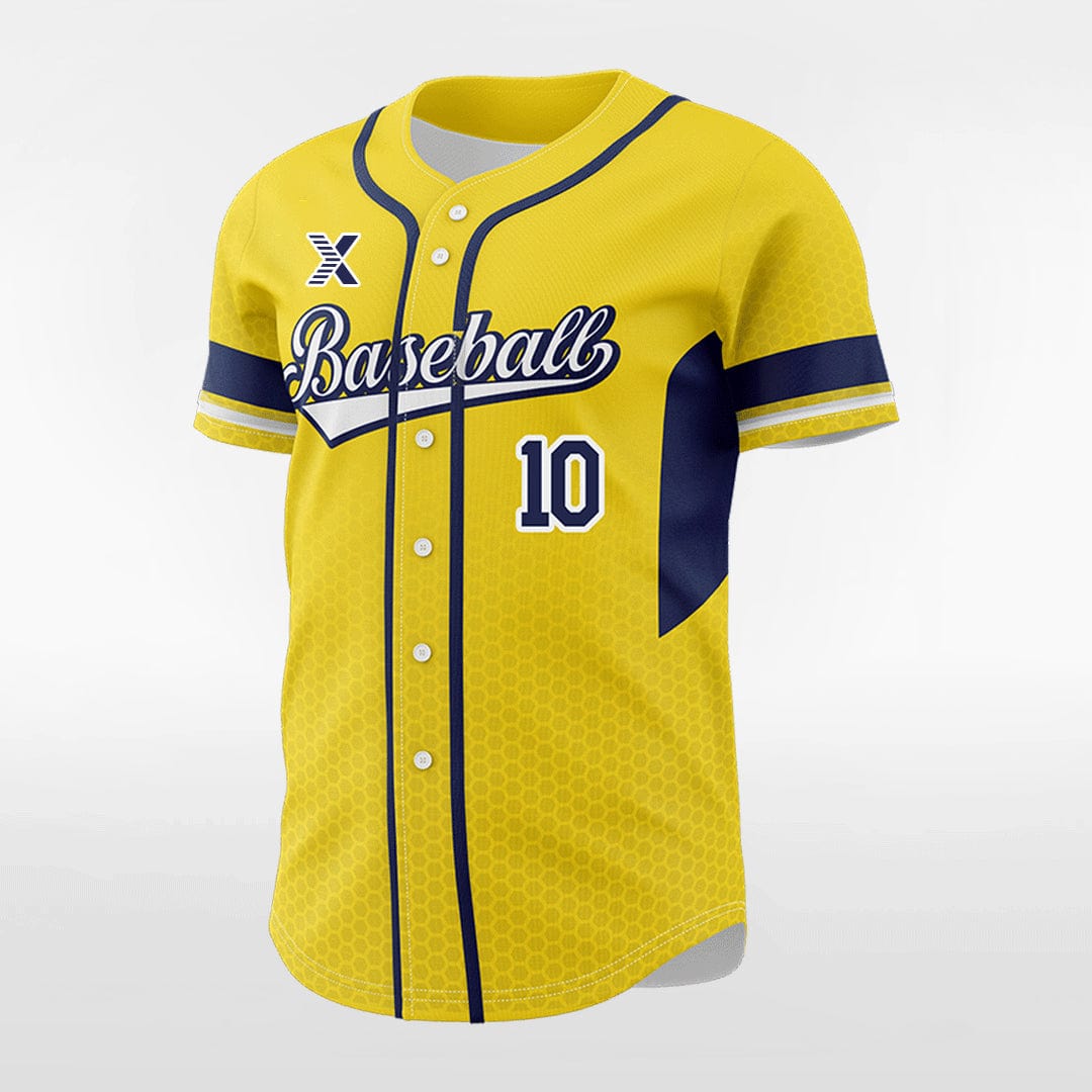 XTeamwear Honeycomb - Customized Men's Sublimated Button Down Baseball Jersey