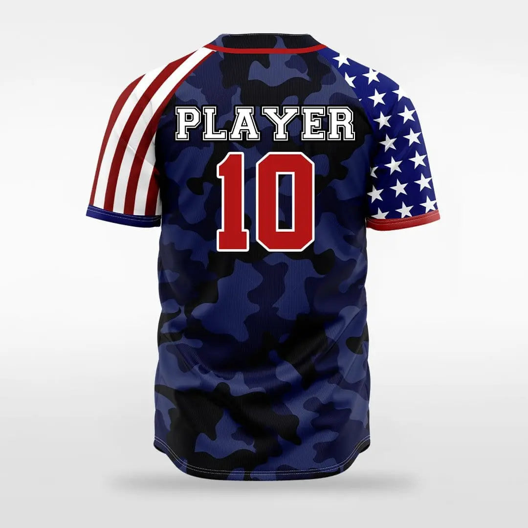 XTeamwear Patriot I - Customized Men's Sublimated Button Down Baseball Jersey