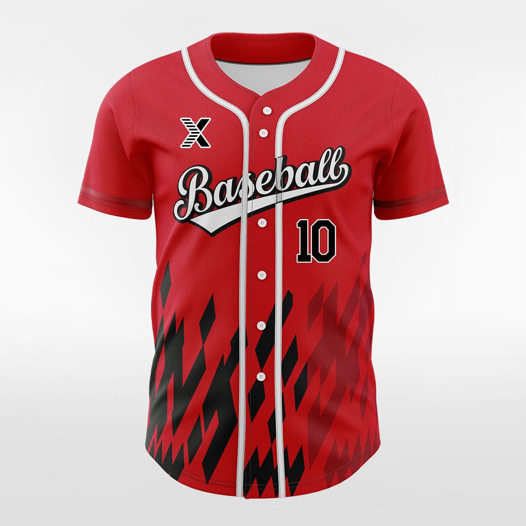 XTeamwear Pixel Fire - Customized Men's Sublimated Button Down Baseball Jersey