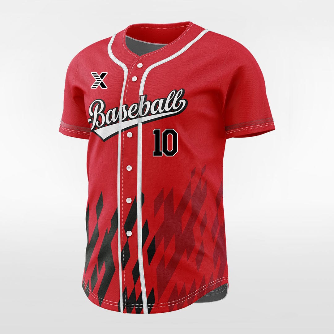 XTeamwear Pixel Fire - Customized Men's Sublimated Button Down Baseball Jersey