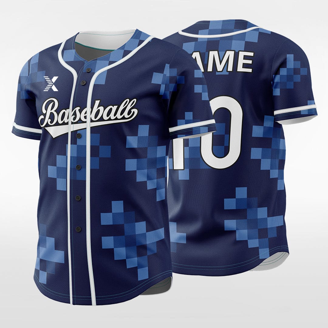 XTeamwear Pixel Ice - Customized Men's Sublimated Button Down Baseball Jersey