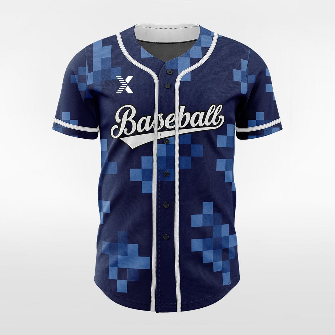XTeamwear Pixel Ice - Customized Men's Sublimated Button Down Baseball Jersey