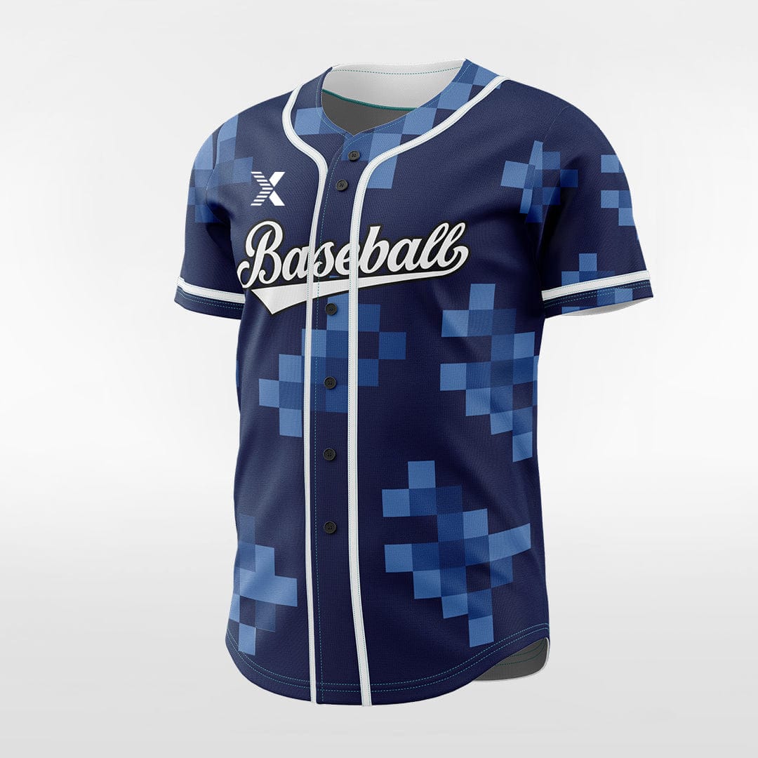 XTeamwear Pixel Ice - Customized Men's Sublimated Button Down Baseball Jersey