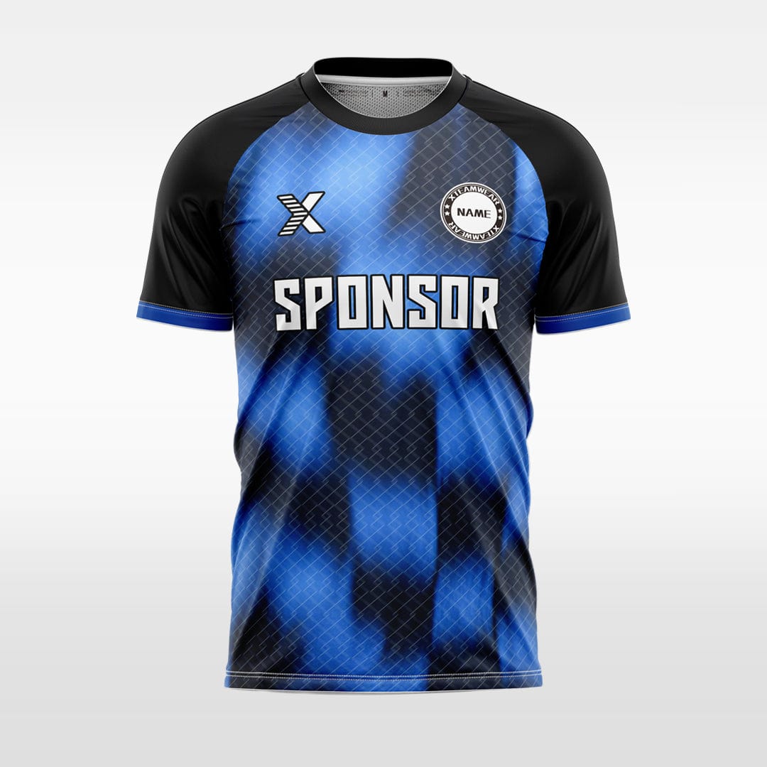 XTeamwear Soccer Jersey blue / S Custom Soccer Jersey – Diamond Grid Gradient Block Print & Crew Neck