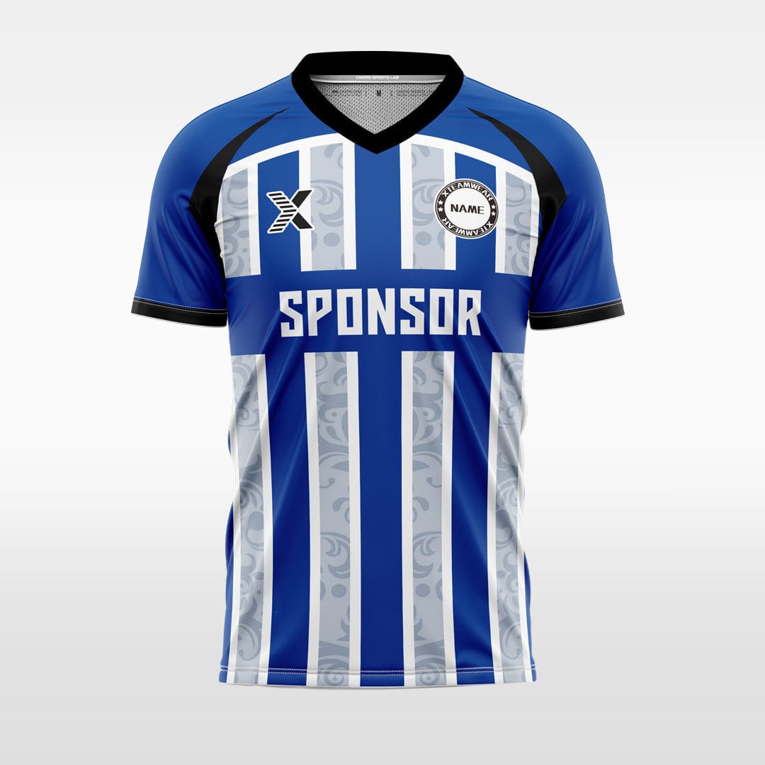 XTeamwear Soccer Jersey blue / S Custom Soccer Jersey – Vertical Stripe & Patterned Design with V-Neck