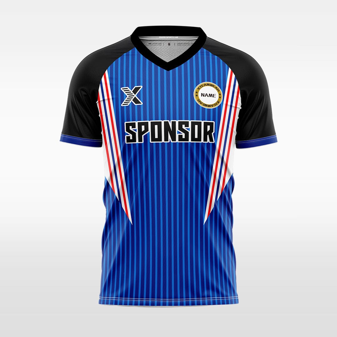 XTeamwear Soccer Jersey blue / S Custom Vertical Stripe Soccer Jersey – Gradient Modern V‑Neck Teamwear