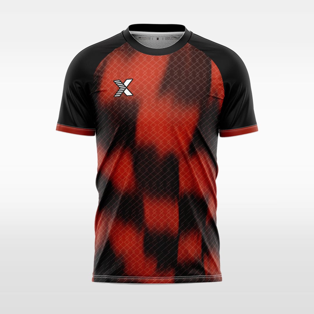 XTeamwear Soccer Jersey Custom Soccer Jersey – Diamond Grid Gradient Block Print & Crew Neck