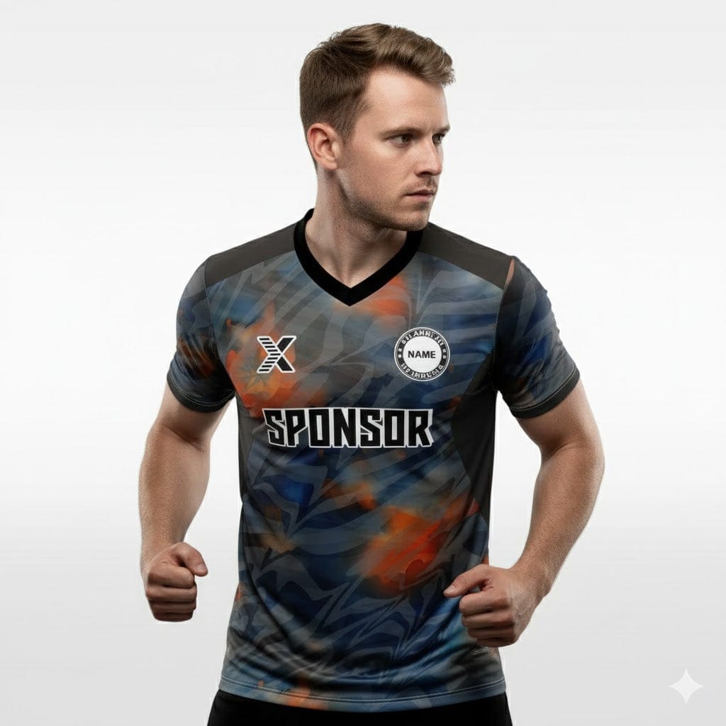 XTeamwear Soccer Jersey Custom Soccer Jersey – Smoky Camouflage Pattern & V-Neck