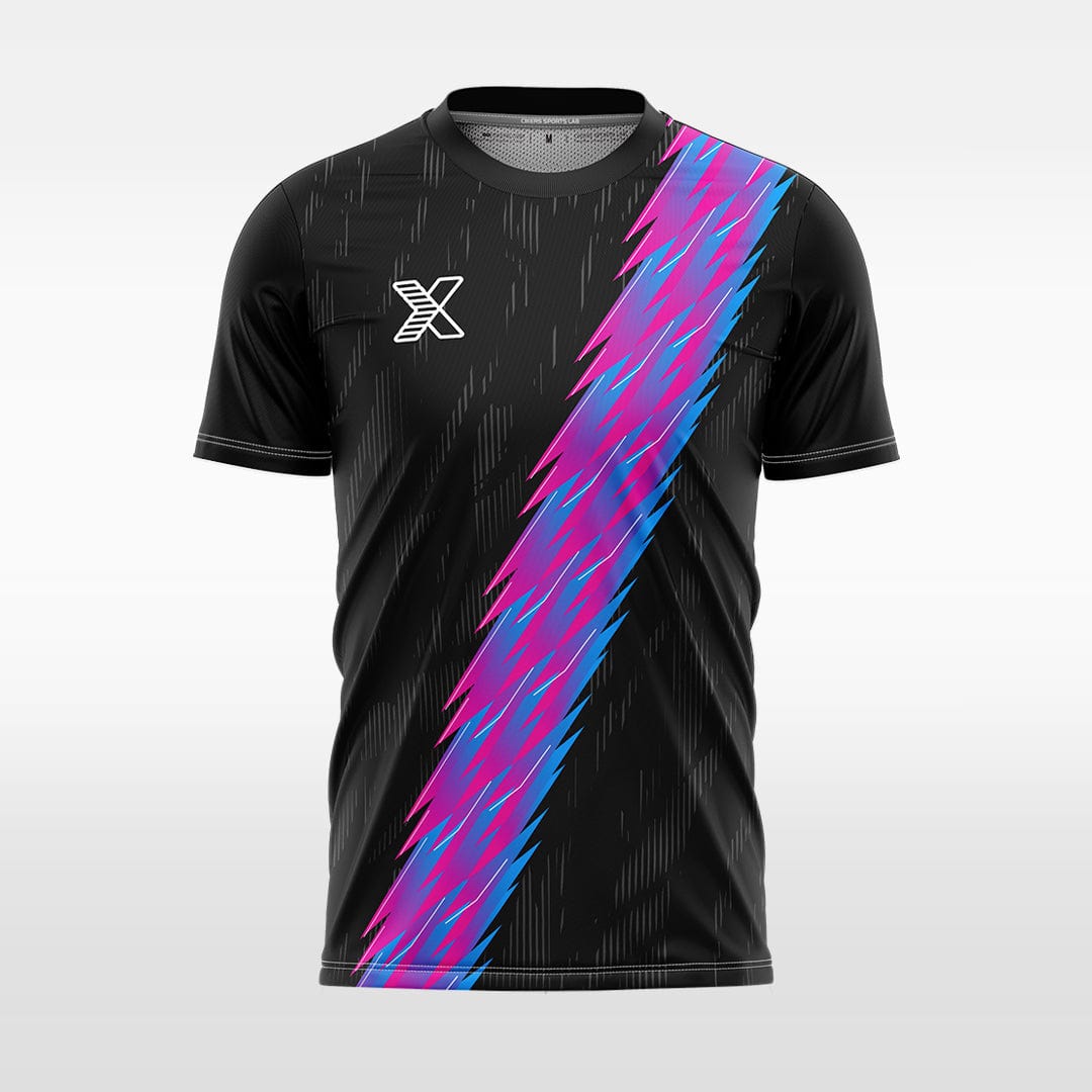 XTeamwear Soccer Jersey Custom Soccer Jersey – Striped Lightning Pattern with Crew Neck