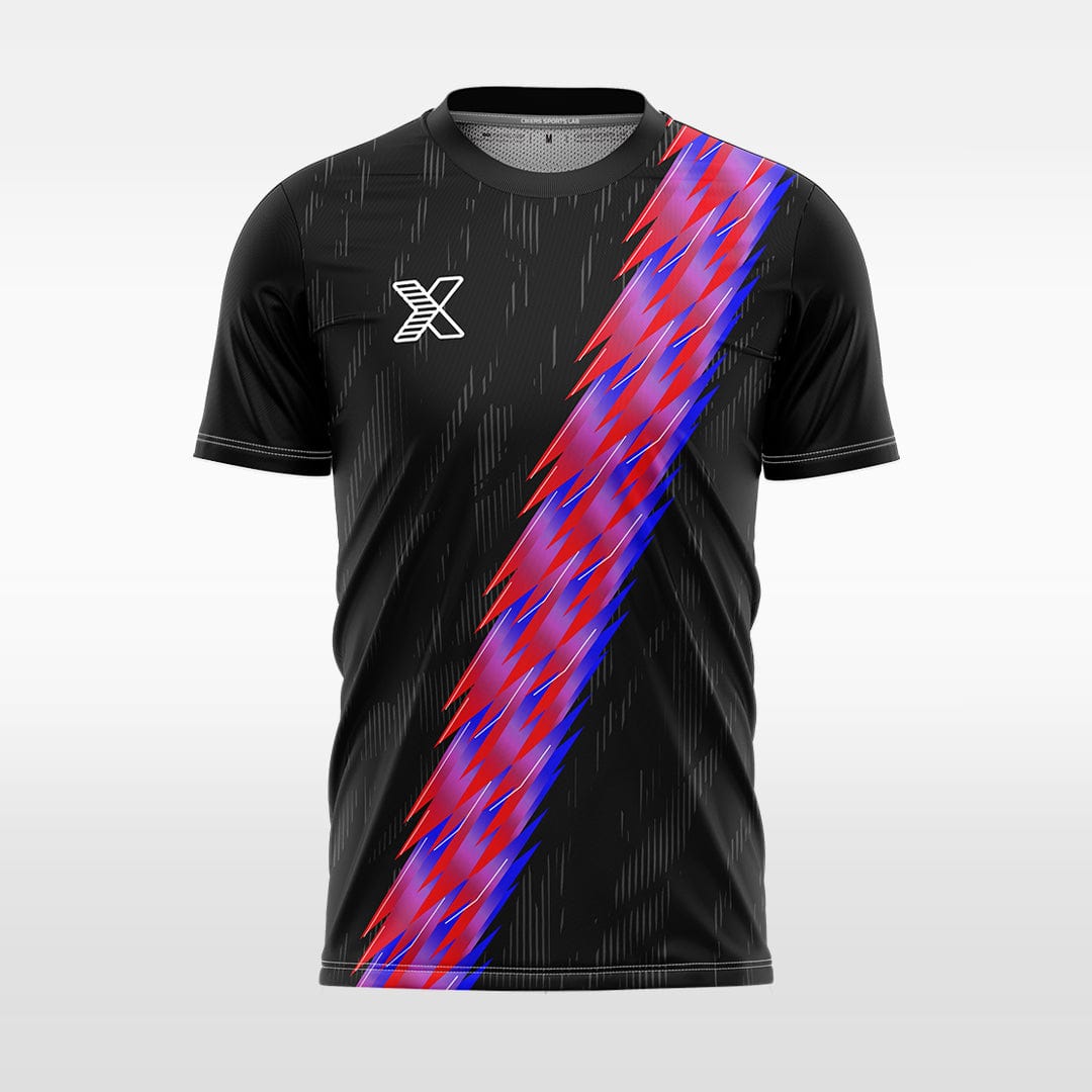 XTeamwear Soccer Jersey Custom Soccer Jersey – Striped Lightning Pattern with Crew Neck