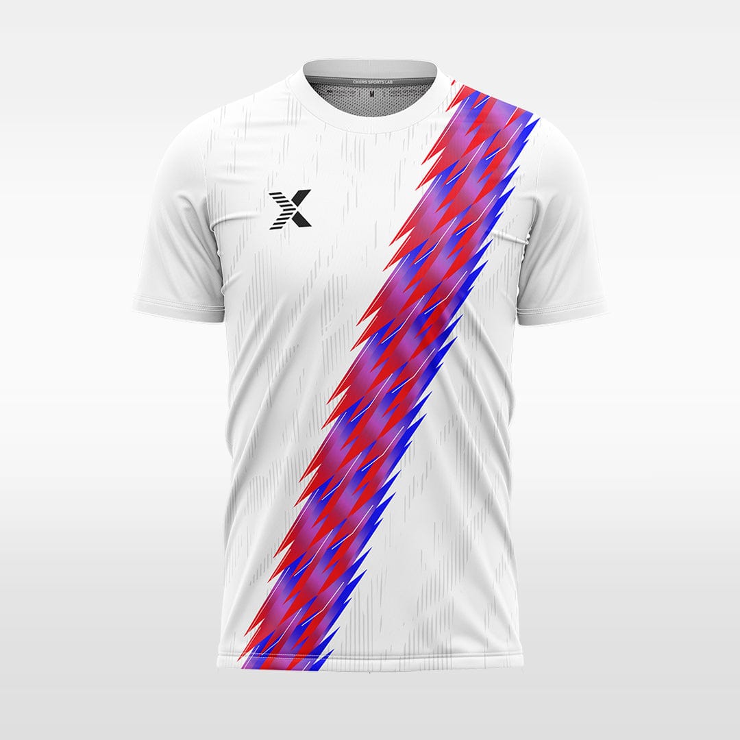 XTeamwear Soccer Jersey Custom Soccer Jersey – Striped Lightning Pattern with Crew Neck