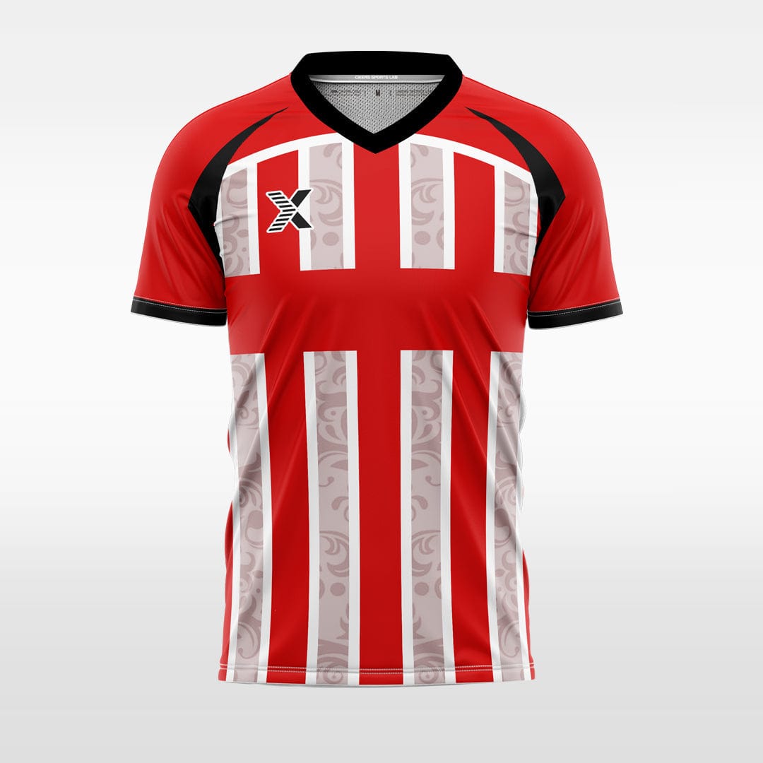 XTeamwear Soccer Jersey Custom Soccer Jersey – Vertical Stripe & Patterned Design with V-Neck