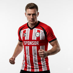 XTeamwear Soccer Jersey Custom Soccer Jersey – Vertical Stripe & Patterned Design with V-Neck