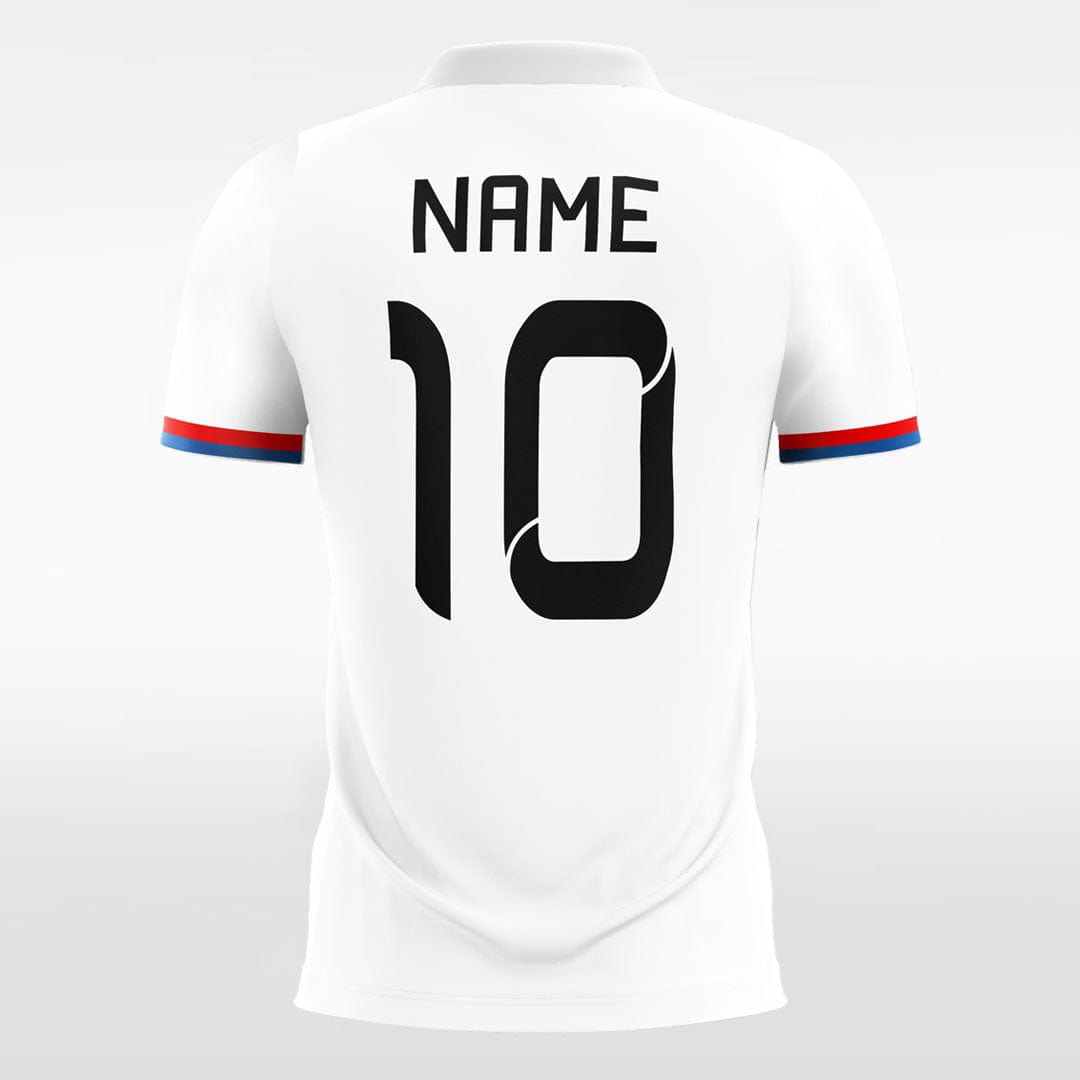 XTeamwear Soccer Jersey Red and Blue Graphic - Custom Kids Soccer Jerseys Design White
