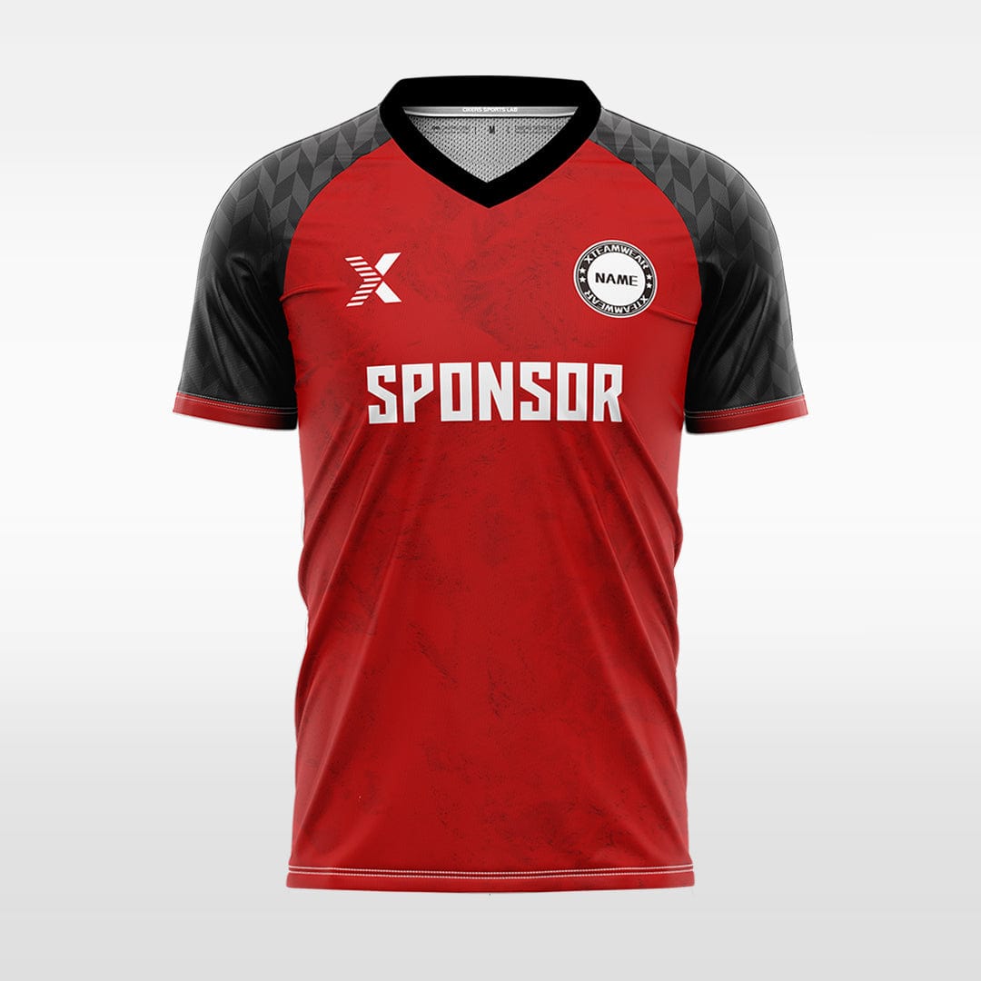 XTeamwear Soccer Jersey red / S Custom Marble-Texture Soccer Jersey – Modern Contrast Sleeve Design