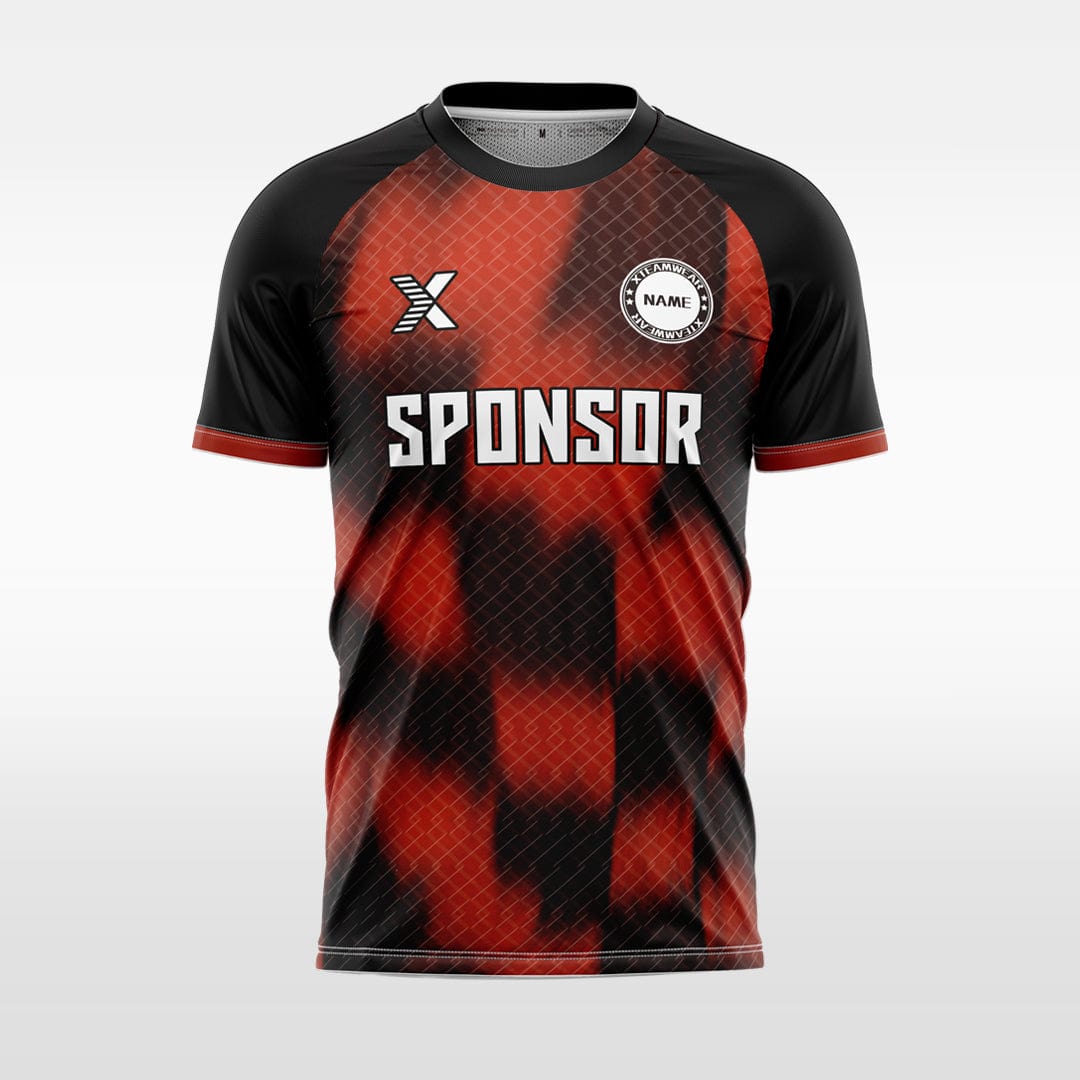 XTeamwear Soccer Jersey red / S Custom Soccer Jersey – Diamond Grid Gradient Block Print & Crew Neck