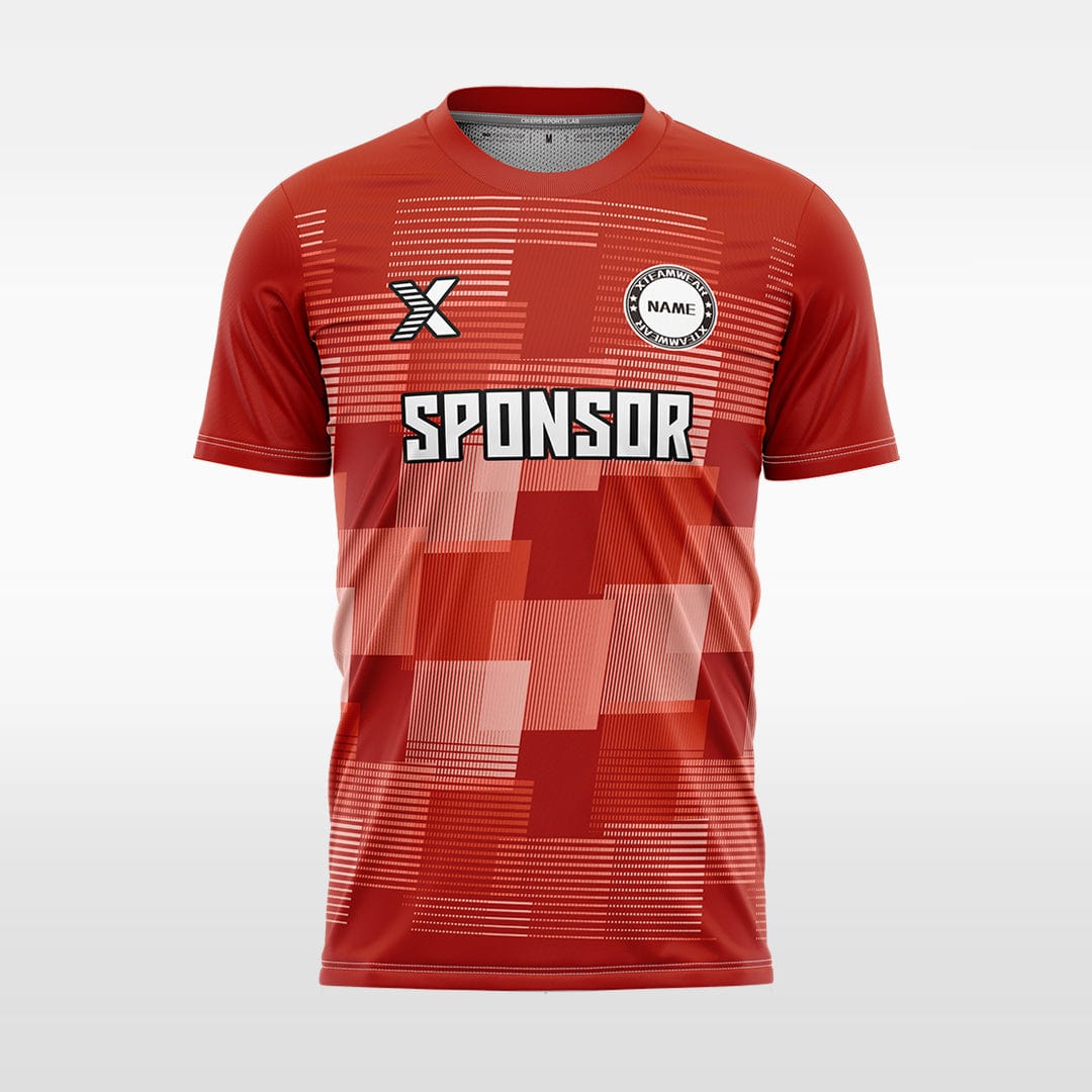 XTeamwear Soccer Jersey red / S Custom Team Soccer Jersey – Solid Color with Geometric Pattern