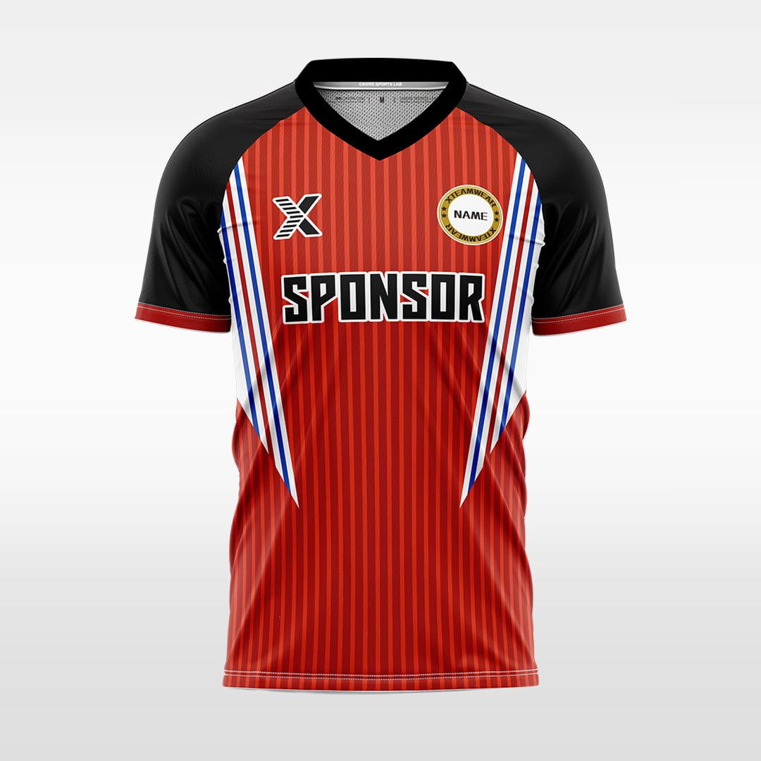 XTeamwear Soccer Jersey red / S Custom Vertical Stripe Soccer Jersey – Gradient Modern V‑Neck Teamwear