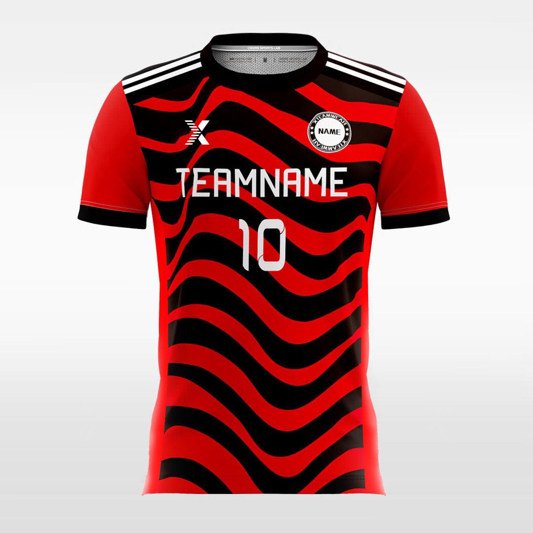 XTeamwear Soccer Jersey Red Zebra Print - Custom Kids Soccer Jerseys Design Online