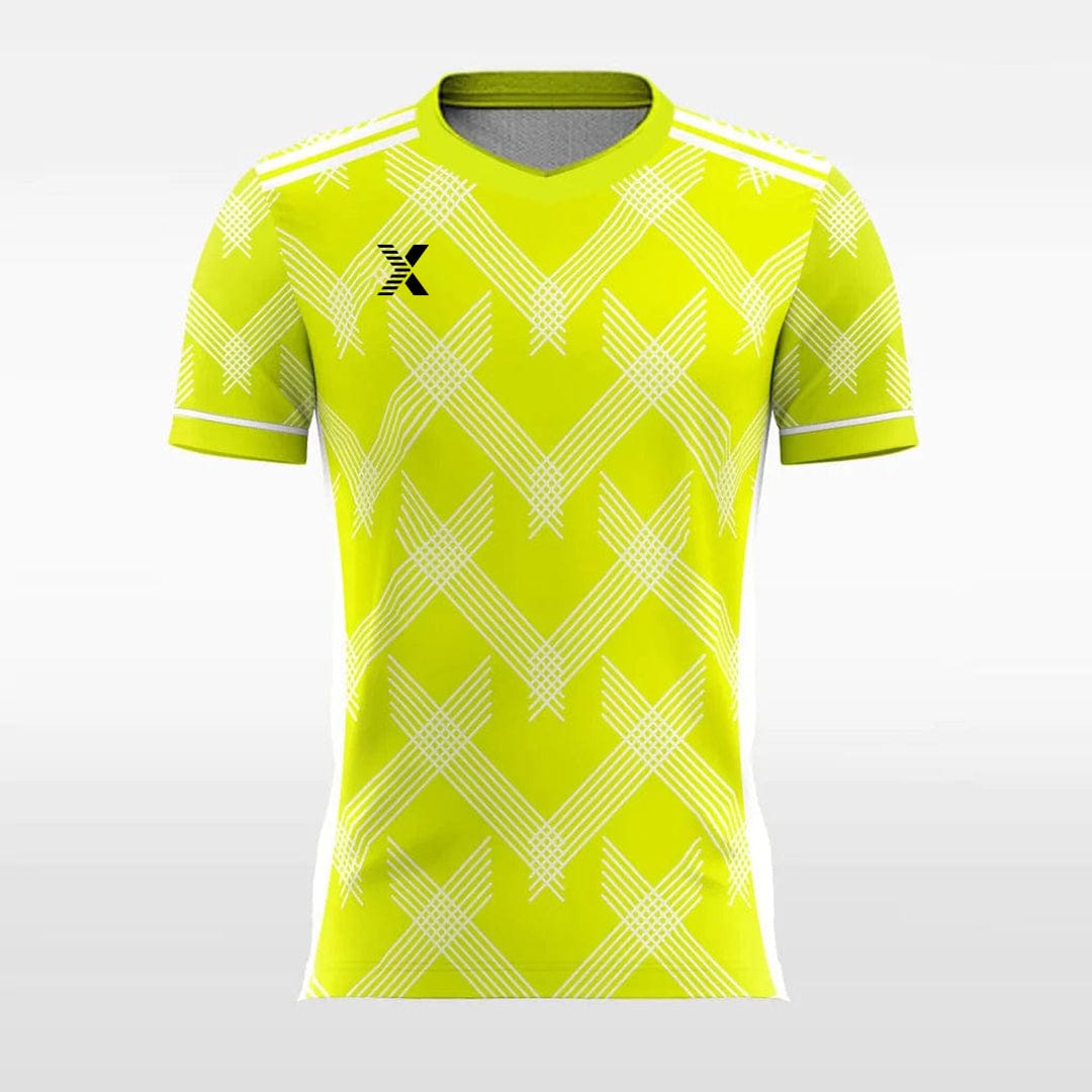 XTeamwear Soccer Jersey Vintage Yellow Check - Women Custom Soccer Jerseys Neon Design
