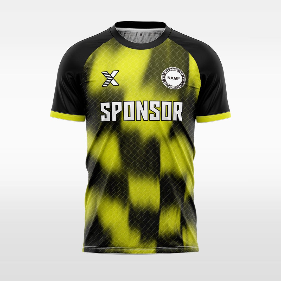 XTeamwear Soccer Jersey yellow / S Custom Soccer Jersey – Diamond Grid Gradient Block Print & Crew Neck