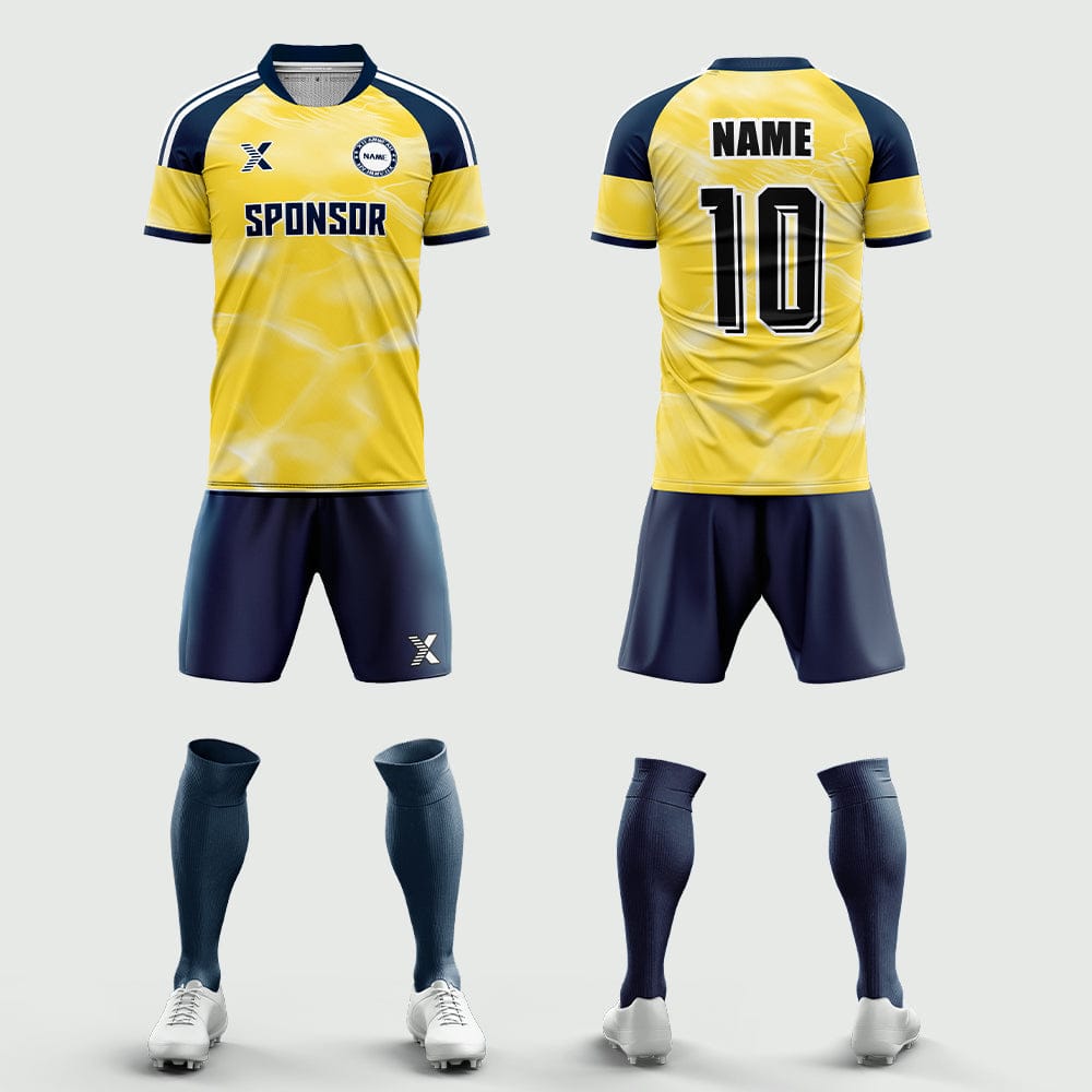 XTeamwear Soccer Uniforms 2026 Global Elite Series - Custom Soccer Jerseys Kit Sublimated for Team（Dark blue and yellow）