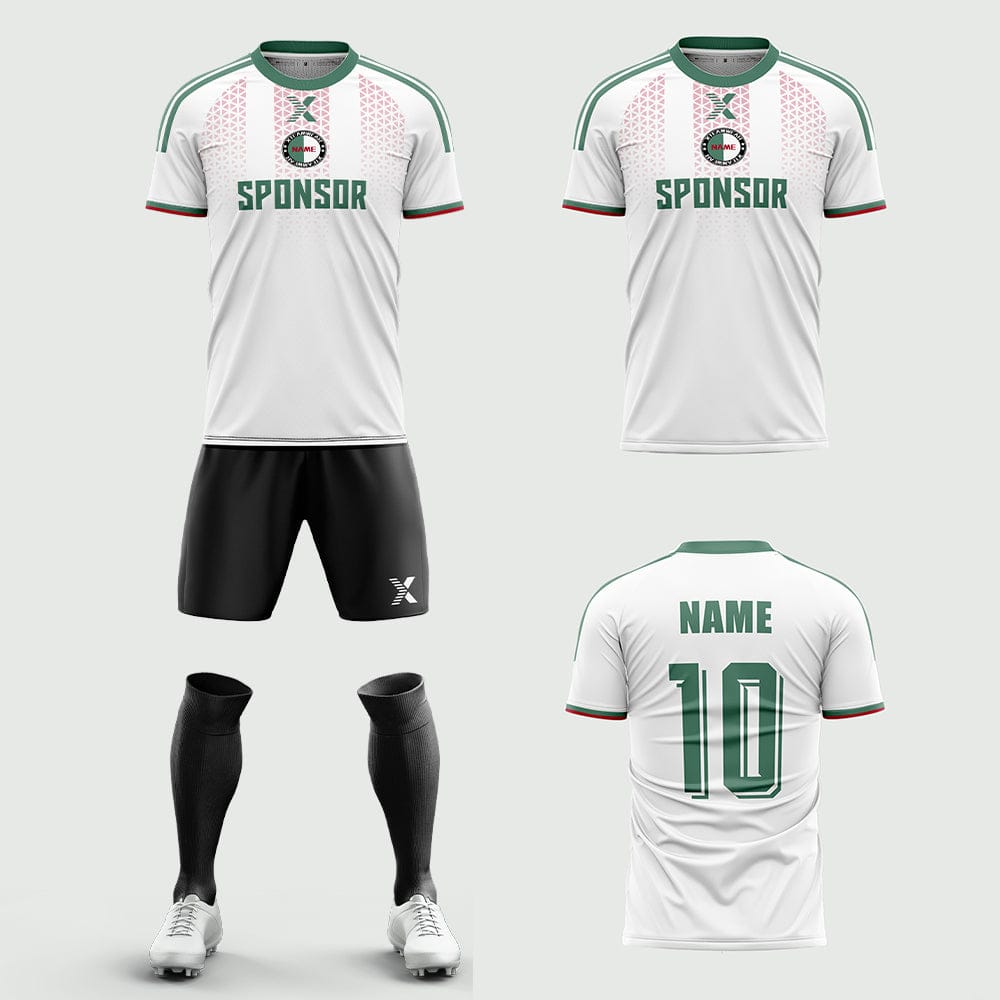 XTeamwear Soccer Uniforms 2026 Global Elite Series - Custom Soccer Jerseys Kit Sublimated for Team（Green and white）