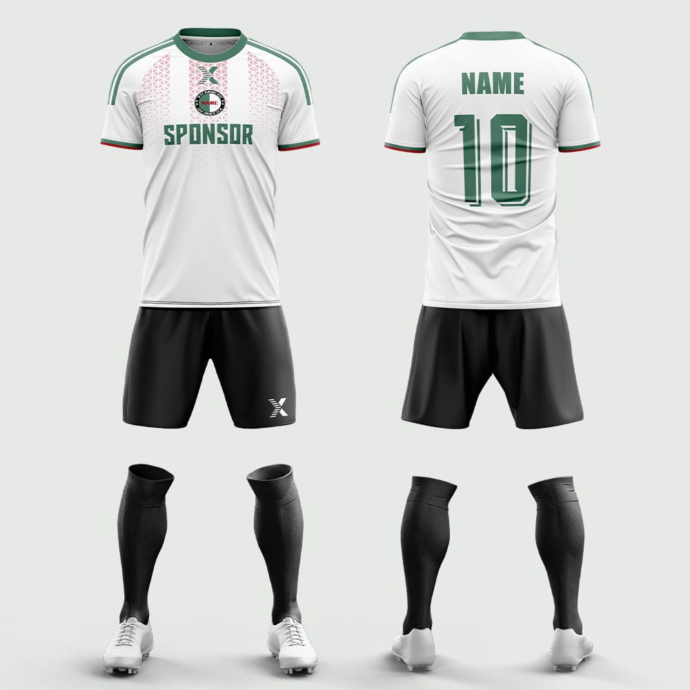 XTeamwear Soccer Uniforms 2026 Global Elite Series - Custom Soccer Jerseys Kit Sublimated for Team（Green and white）