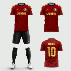 XTeamwear Soccer Uniforms 2026 Global Elite Series - Custom Soccer Jerseys Kit Sublimated for Team（red and yellow）