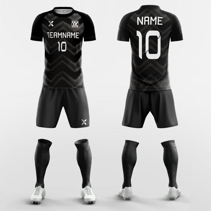 XTeamwear Soccer Uniforms Black Chevron - Custom Soccer Jerseys Kit Sublimated for Club