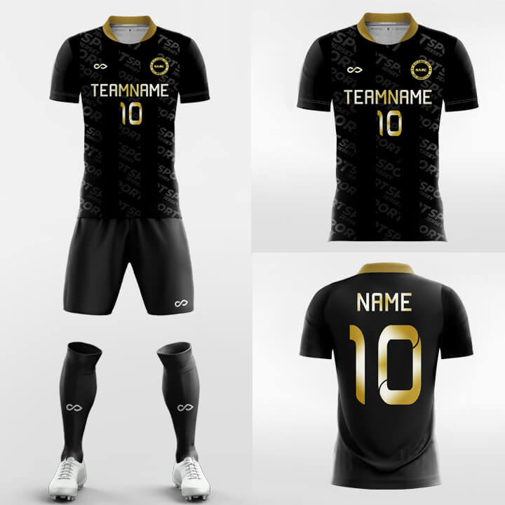 XTeamwear Soccer Uniforms Black Gold-accented-Custom Soccer Jerseys Kit Sublimated Design