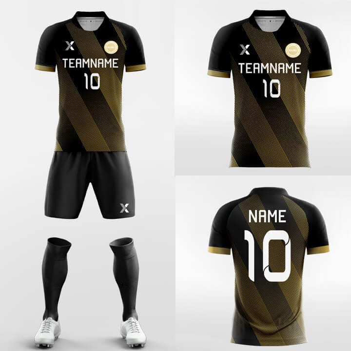 XTeamwear Soccer Uniforms Black Gold - Custom Soccer Jerseys Kit Sublimated Design