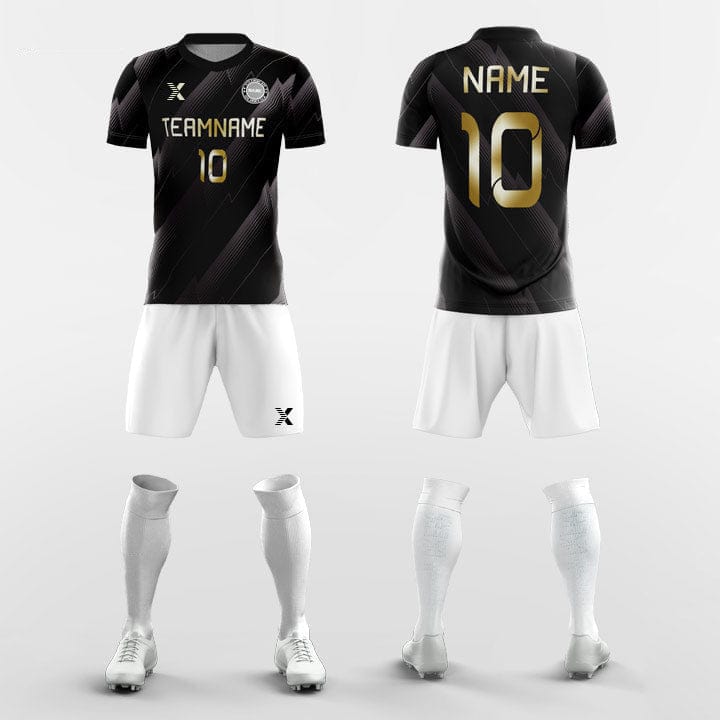 XTeamwear Soccer Uniforms Black Gold - Custom Soccer Jerseys Kit Sublimated for League