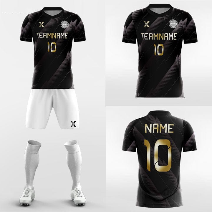 XTeamwear Soccer Uniforms Black Gold - Custom Soccer Jerseys Kit Sublimated for League