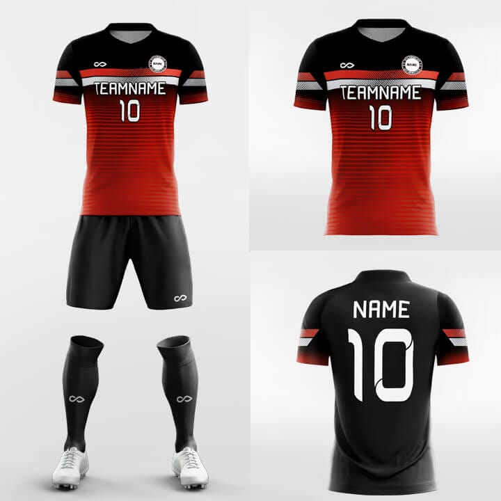 XTeamwear Soccer Uniforms Black Gradient - Custom School Soccer Jerseys with Shorts Sublimated