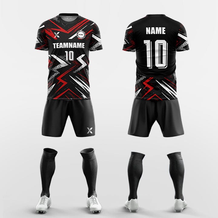 XTeamwear Soccer Uniforms black / S Dynamic electric texture - Custom Soccer Jerseys Kit Sublimated for Team