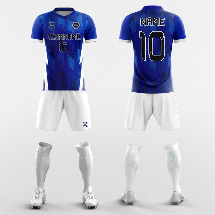 XTeamwear Soccer Uniforms Blue Graphic - Custom Soccer Jerseys Kit Sublimated for School