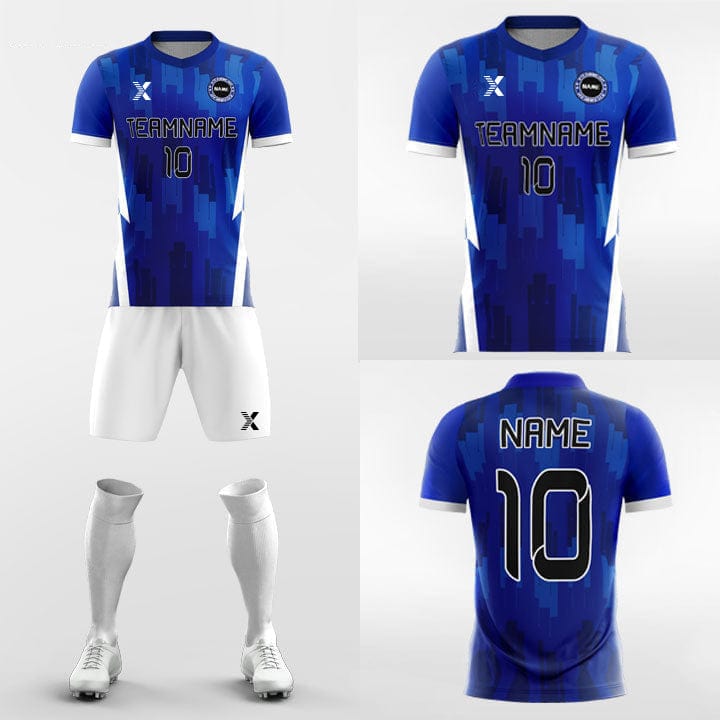XTeamwear Soccer Uniforms Blue Graphic - Custom Soccer Jerseys Kit Sublimated for School