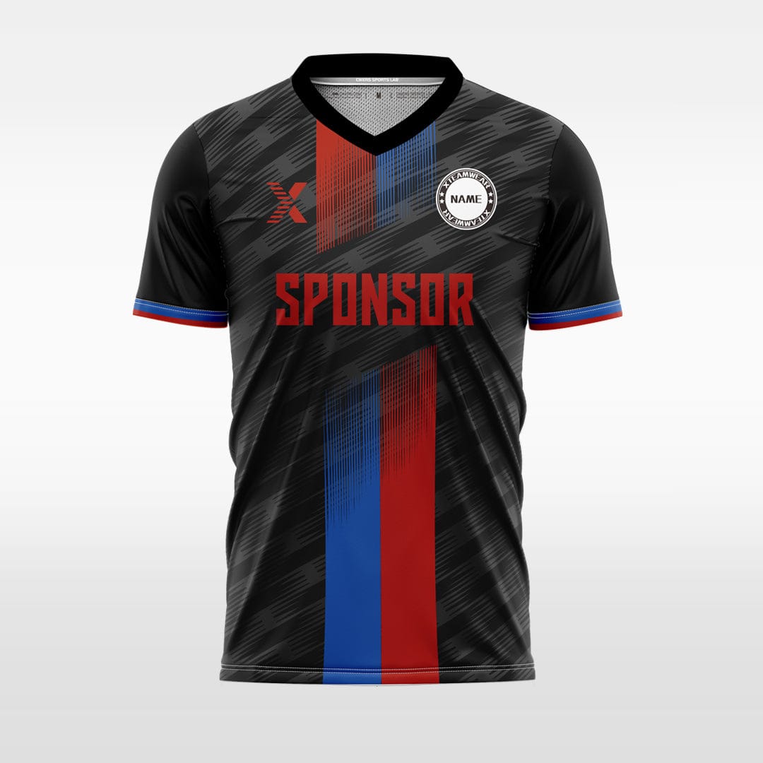 XTeamwear Soccer Uniforms blue-red / S Two-color centered vertical color - Custom Design Soccer Jersey for Men Sublimation