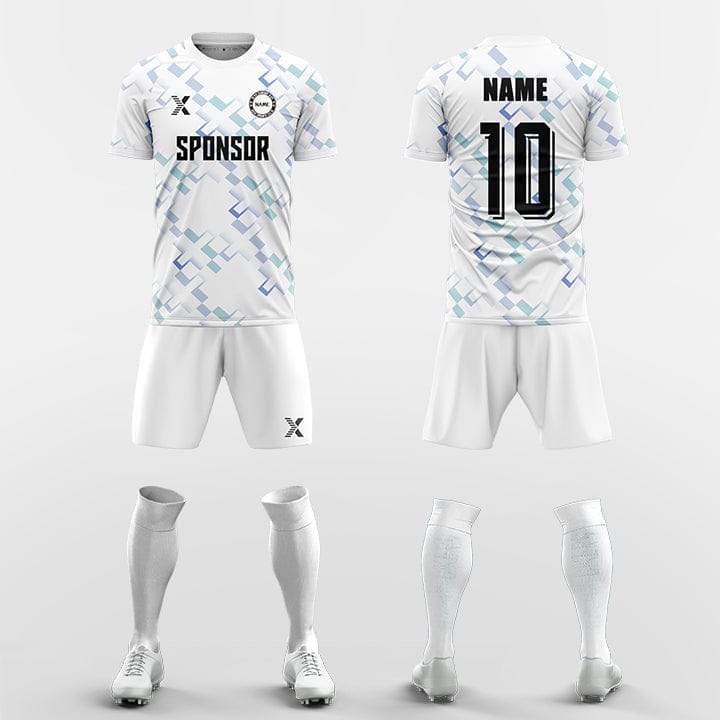 XTeamwear Soccer Uniforms blue / S Cross Square Pattern  - Custom Soccer Jerseys Kit Sublimated for Team