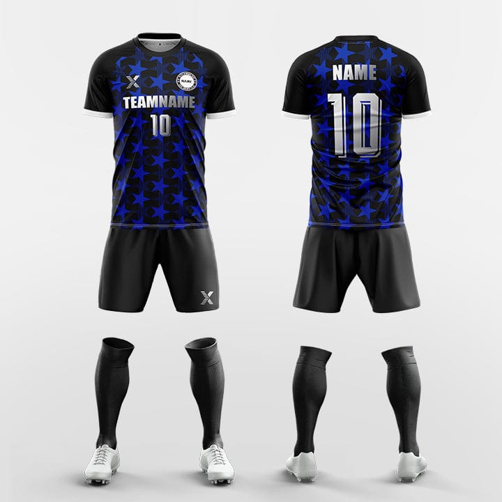 XTeamwear Soccer Uniforms blue / S Custom Soccer Kit – Five-Pointed Star Pattern & Modern Fit (Jersey, Shorts & Socks)