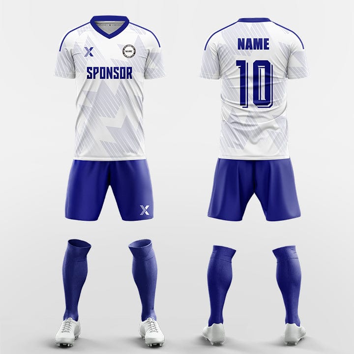 XTeamwear Soccer Uniforms blue / S Light-colored geometric gradient - Custom Soccer Jerseys Kit Sublimated for Team