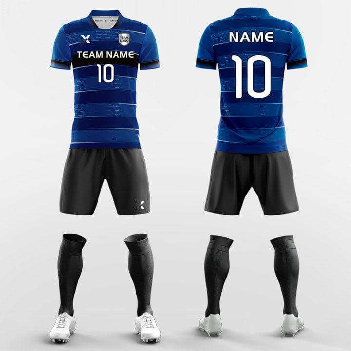 XTeamwear Soccer Uniforms Blue / S Stripe - Custom Soccer Jerseys Kit Sublimated for Youth