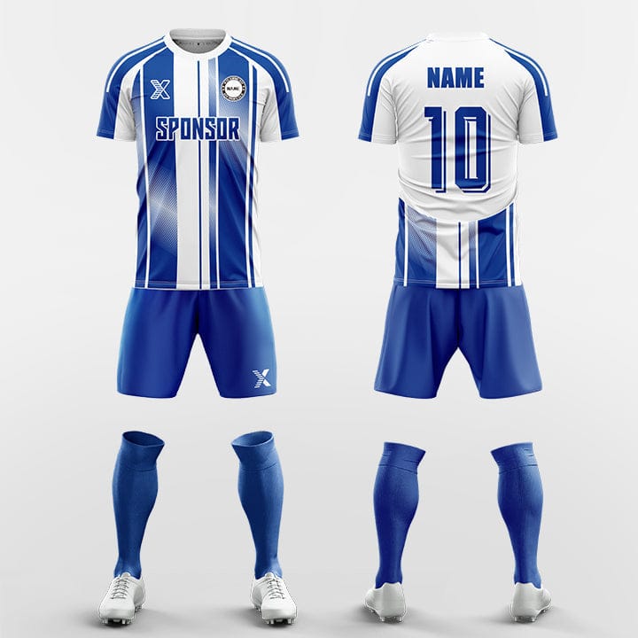 XTeamwear Soccer Uniforms blue / S Three lines across the waist - Custom Soccer Jerseys Kit Sublimated for Team