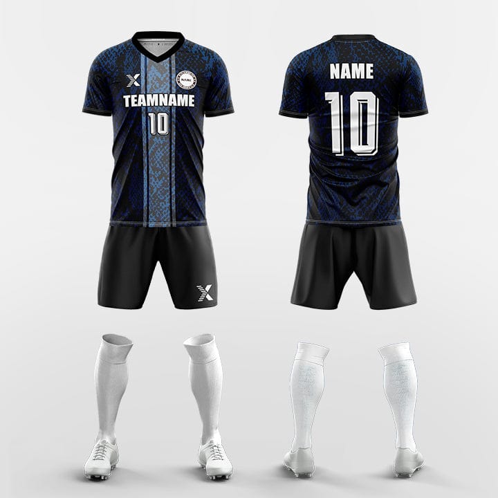 XTeamwear Soccer Uniforms blue / S XTeamwear Custom Soccer Kit – Snake Texture Crew Neck Jersey Set