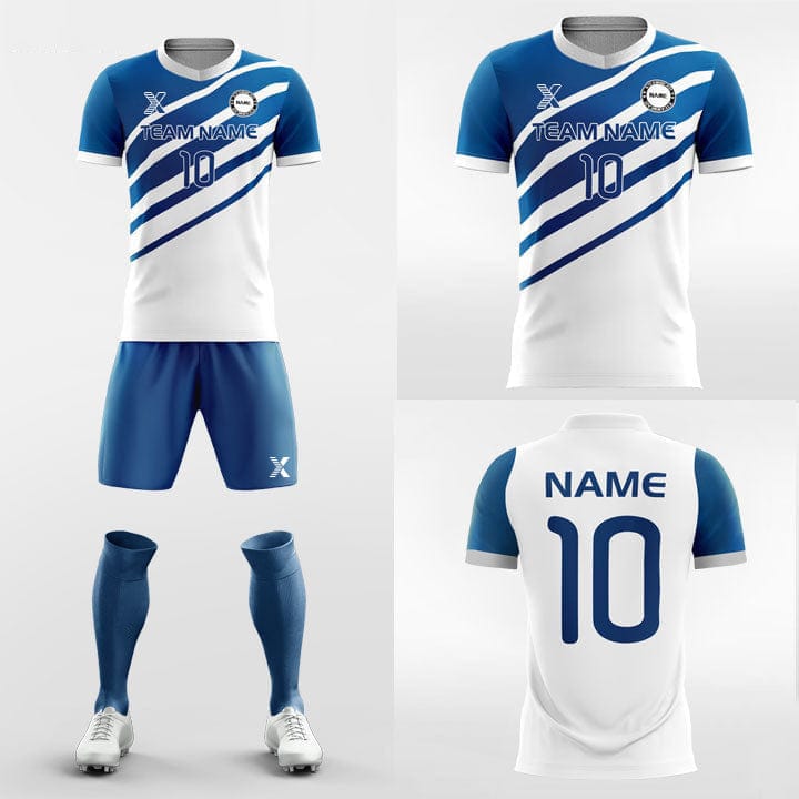 Blue Stripe Custom Soccer Jerseys Kit Sublimated for Academy