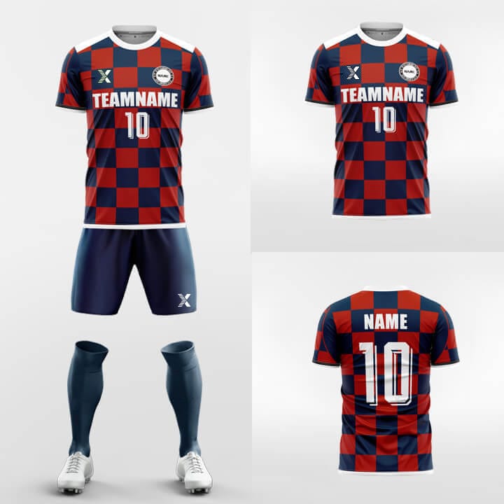 XTeamwear Soccer Uniforms Checkerboard-Custom Soccer Jerseys Kit Sublimated Design