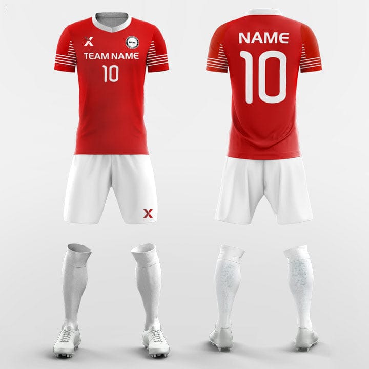 XTeamwear Soccer Uniforms Classic Red - Custom Soccer Jerseys Kit Sublimated for University