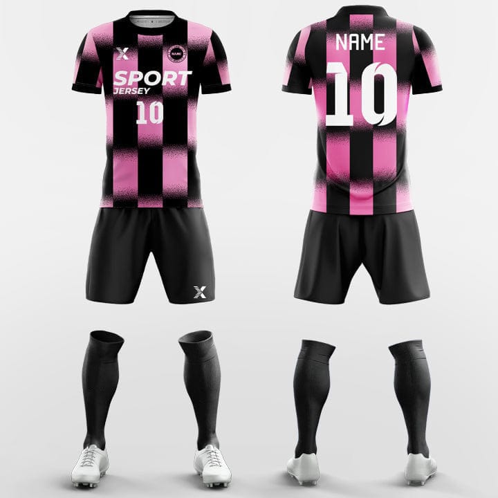 XTeamwear Soccer Uniforms Cool Gradient Plaid - Custom Soccer Jerseys Kit Pink Design