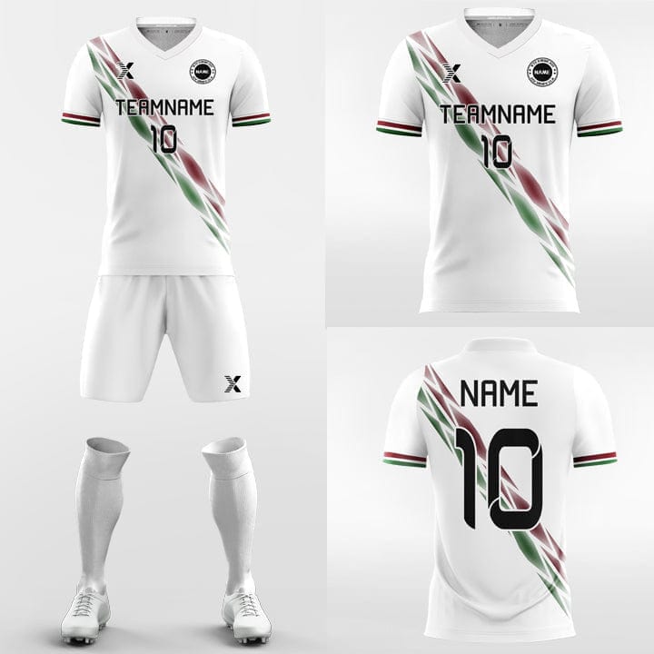 XTeamwear Soccer Uniforms Cool Ribbon - Custom Soccer Jerseys Kit White Design